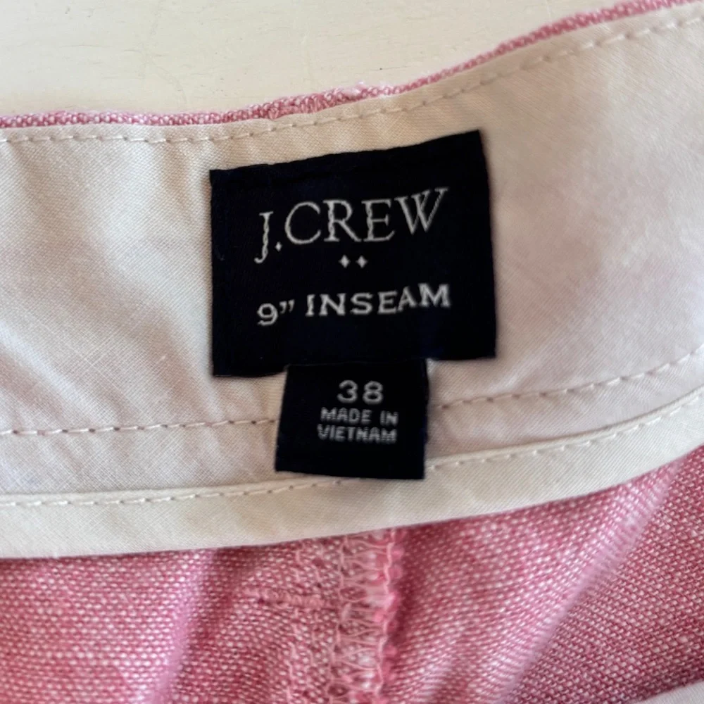J. Crew Men’s Chino Shorts Size 38 Pink Linen Cotton Regular Fit Flat Front
